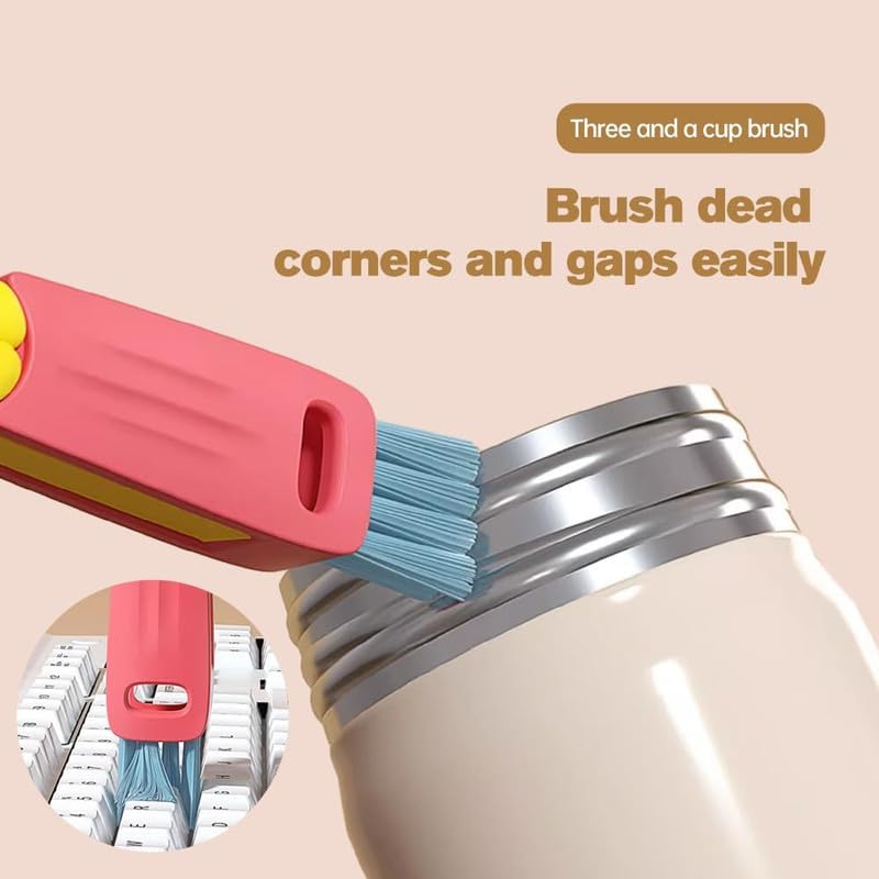 3 in 1 Cup Lid Cleaning Brush, 2024 Upgraded Portable Crevice Cleaning Brush Set for Baby Bottle Gap Tight Spaces Cup, Rotatable Cup Lid Cleaner Cup Mouth Scrubber(A-3 pcs)
