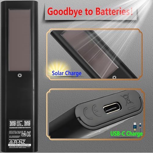 Upgraded BN59-01385A Solar Rechargeable Voice Remote Control Replacement for Samsung Smart TV – Solar Cell, Voice & Bluetooth Plus USB-C Charging for Neo QLED, The Frame, and Crystal 4K/8K UHD