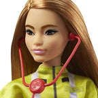 Barbie Careers Fashion Doll & Accessories, Paramedic with Petite Body Type Wearing Removable Uniform with Medical Bag & Stethoscope