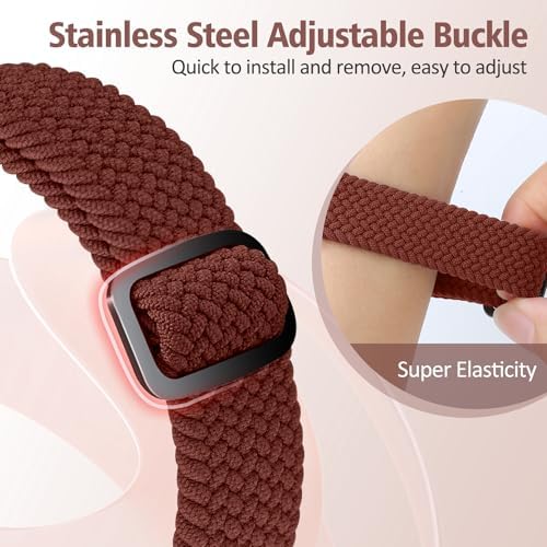Elastic Braided Bands Compatible with Fitbit Charge 5/Fitbit Charge 6 for Women Men, Breathable Adjustable Stretchy Nylon Loop Sport Replacement Wristbands for Fitbit Charge 6 Charge 5 Straps