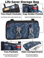 ISSYZONE Wheelchair Side Bag, Walker Pouch Bag with Cup Holder, Wheelchair Armrest Accessories for Walker, Rollator, Electric Scooter Wheelchairs, Ideal Gift for Mother's Day & Father's Day (Blue)