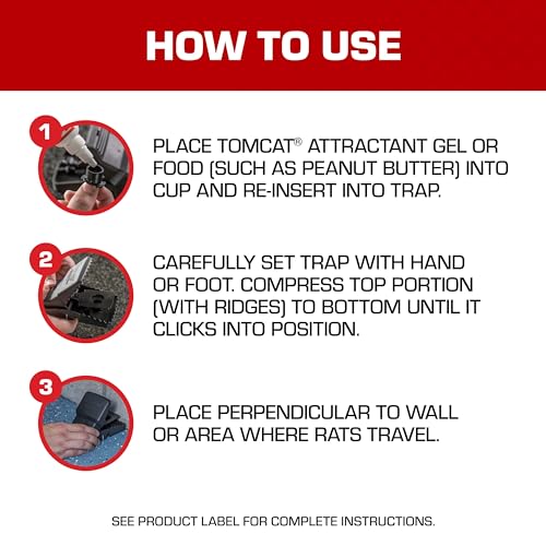 TOMCAT Rat Snap Trap, 1 Rat Size Trap - Reusable - Effectively Kill Rats - Ideal for Home and Farm Use
