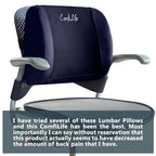 ComfiLife Lumbar Support Back Pillow Office Chair and Car Seat Cushion - Memory Foam with Adjustable Strap and Breathable 3D Mesh (Navy)