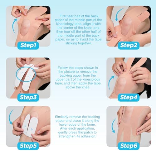 OK TAPE One-Structure K-Tape Patches | Precut for Knee Kinesiology Tape | Pain Relief and Accessories | 10 Pcs and Blue