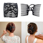 5 Pieces Stretchy Magic Hair Comb Adjustable Elastic Comb Hair Clip for Women Girls No Crease Hair Pins Vintage Hair Bun Maker Hair Accessories for Curly Thick Wavy Hair Ponytail