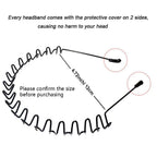 Metal Headbands, 2 Pack Fashion Unisex Black Hairband Spring Wave Non Slip Sports Headwear Hair Hoop Hair Accessories (2 Pack)