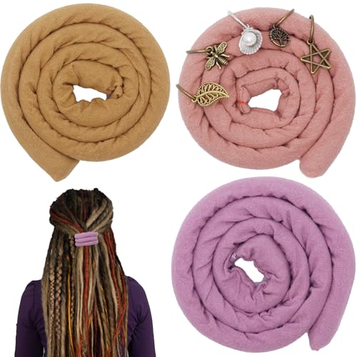 3 Pcs Spriral Lock Hair Tie dreadlock hair tie set dreadlock accessories for women and men dreadlocks ponytail holder Dread hair ties for braids thick curly hair (16 inches, Light Colour)