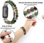 C&L Accessories Bracelets Compatible with Fitbit Inspire 3 Bands for Women Beaded Wristband Adjustable Gemstone Replacement Straps