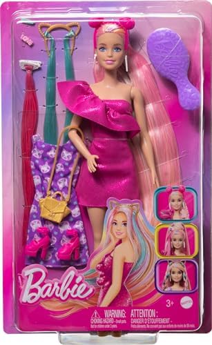 Barbie Fun & Fancy Set, Fashion Doll with Extra-Long Color-Streaked Blonde Hair, Clothes & Styling Accessories