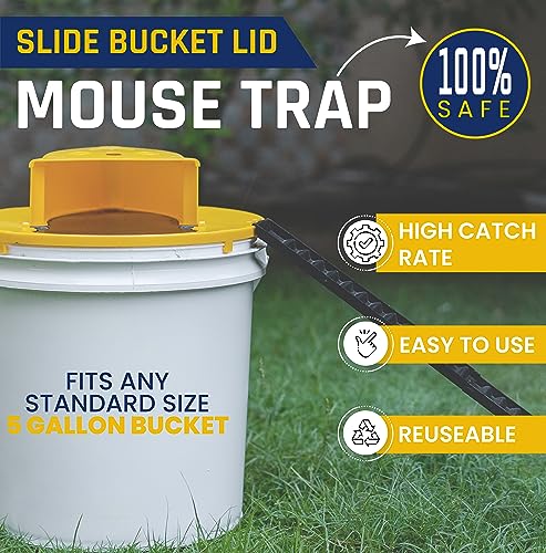DYMPORT Mouse Trap Bucket, Auto Reset Flip and Slide Mouse Trap for Indoor and Outdoor Usage, Bucket Mouse Trap 5 Gallon Bucket Compatible
