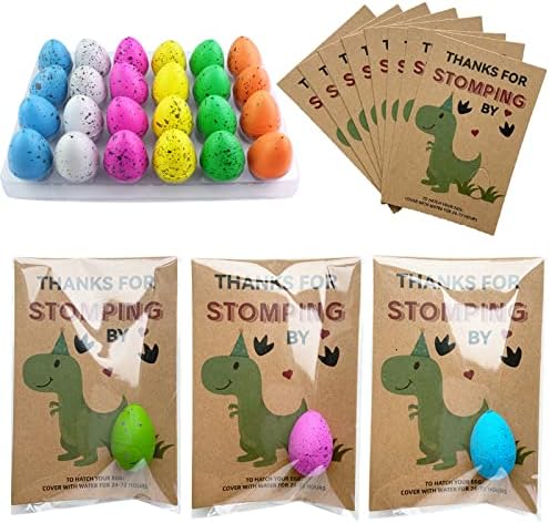 Dinosaur Party Favors - Dinosaur Birthday Party Supplies - 24 Pack Dino Egg Hatching Card Bulk - Funny Birthday Party Decorations for kids Boys Girls Toddler