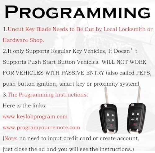 Key Fob Replacement Fits for Chevy Cruze Equinox Camaro Impala Malibu Sonic Buick Regal Verano Encore Lacrosse GMC Terrain 2010-2021 OHT01060512 Keyless Entry Remote Control 13504199