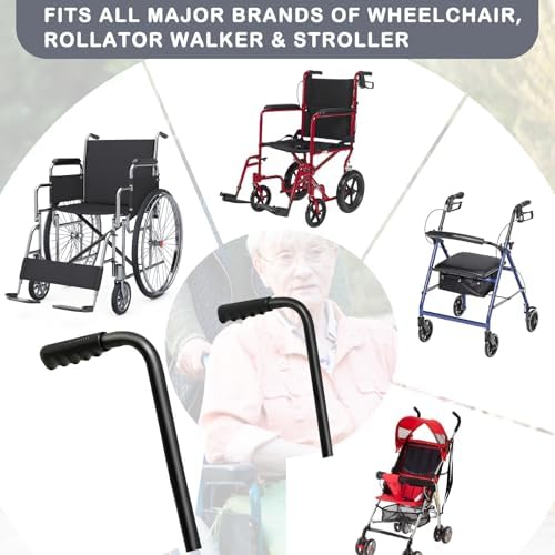 Wheelchair Handle Extenders, (400lbs Weight Capacity) Adjustable Wheel Chair Accessories Adults - Stroller Handle Extender, Extendable Handle for Wheelchair, Rallator & Stroller (Without Brake)