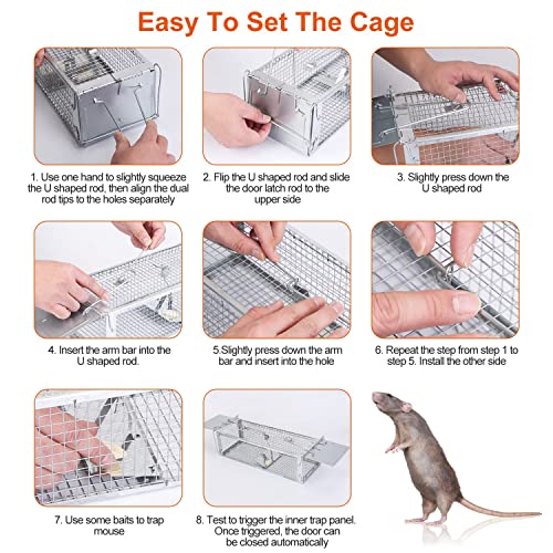 KOCASO Humane Rat Trap, Large 2-Door Mouse Trap That Work for Indoor Home and Outdoor, Catch and Release Live Animal Trap Cage for Squirrel Mice Gopher Vole Chipmunk Raccoon Rodent Rabbit Groundhog