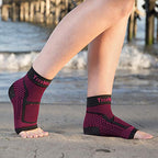 TechWare Pro Ankle Brace Compression Sleeve - Relieves Achilles Tendonitis, Joint Pain. Plantar Fasciitis Foot Sock with Arch Support Reduces Swelling & Heel Spur Pain. (Black/Pink, L/XL)