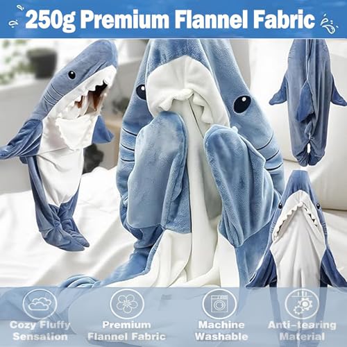 DDMY Shark Onesie Shark Blanket, S Size Flannel Blanket Hoodie Wearable Blanket Cute Halloween Blanket for Cosplay, Funny Shark Sleeping Bag Halloween Costumes Christmas Blanket Shark Throw Blankets