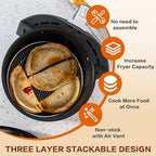 7.8" Air Fryer Accessories, 3 Stackable Racks for Instant Vortex, Nuwave Air Fryer, Ninja Foodi Grill, Multi-Layer 304 Stainless Steel Grill Rack, Fits 5.8 QT Air Fryer Oven