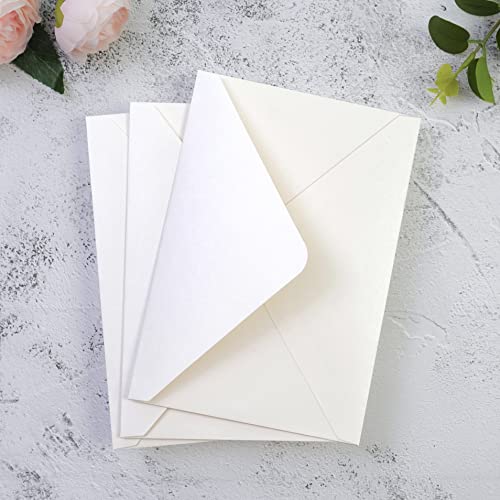 PONATIA 50 PCS/Pack A7 Envelopes, 5.25 x 7.5'' Shiny Ivory Envelopes, Perfect 5x7 Envelopes for Wedding Invitation Cards, Christmas Gift Cards Envelopes, Acrylic Invitations, Photos