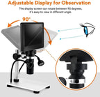 Lab Microscope Accessories 7" LCD Digital Microscope 130X Maginfication 1080P Metal Stand Video Camera(DM10 Professional)