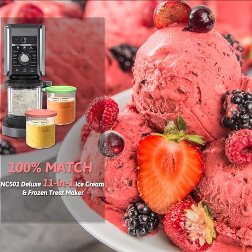Replacement for Ninja Creami Deluxe Pints and Lids 4 Pack,Compatible with Ninja Creami 11-in-1 NC501 NC500 Series Deluxe Ice Cream Maker,24oz Deluxe XL Cups(Yellow,Pink)