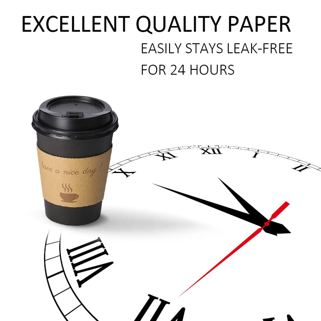 BYSNOW 500 Pack 12 oz Coffee Cups with Lids, Insulated Scald Resistant Hot Cups with Sleeve and Straw, To Go Coffee Cups for Home, Office, Cafes and Party (Black 500Count)