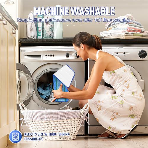 6 Pack Upgraded Microfiber Mop Pads for Rubbermaid Commercial 18 Inch Mop and 17 Inch Mop, Reusable Wet & Dry Commercial Cleaning Mop Refill Replacement Head for Multi-Surface Floors, Without Handle