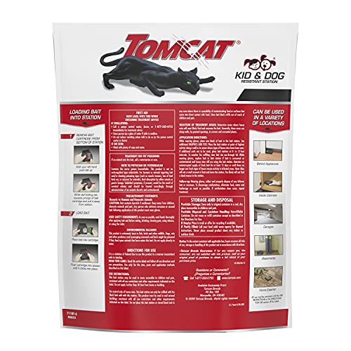 Tomcat Mouse Killer Child & Dog Resistant, Refillable Station, 1 Station and 16 Poison Refills (2-Pack)