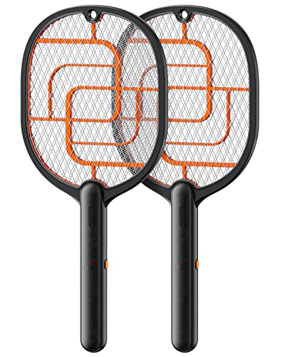 GAIATOP Electric Fly Swatter, 3200V Battery Powered Handheld Fly Zapper, 3-Layer Protection Grid Bug Zapper Racket for Home Bedroom Kitchen Office Backyard Patio Indoor Outdoor