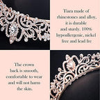 COCIDE Tiara Crystal Crowns Princess Rhinestone Crown with Combs Bride Headbands Bridal Wedding Prom Birthday Party Hair Accessories Jewelry for Women Girls (Rose Gold)