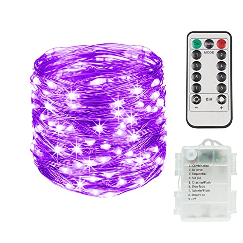 suddus Purple Christmas Lights Battery Operated, 66ft 200 LED Twinkle Lights Battery Operated, Purple Fairy Lights for Christmas Tree, Garland, Bedroom, Backyard, Porch, Yard, Party Decorations