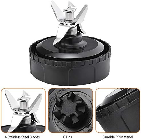 Blender Replacement Parts, 6 Fins Male Extractor Blade Assembly Fits Ninja 16oz Cups, 307KKU 322KKU770 Replacement Extractor Blade fit for Ninja BL660 BL663 BL665Q BL740 BL770AMZ BL772 BL773CO BL780