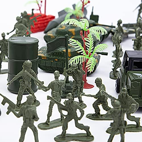 AMOR PRESENT 307 PCS Army Men Military Playset, Army Toys Soldier Playset Plastic Toy Soldiers Figures and Accessories with Vehicles, Aircraft, Tanks, Missiles