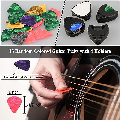 Guitar Capo Guitar Tuner Set, 2 Set Guitar Accessories, Including Guitar Capo Guitar Tuner Guitar Picks and Guitar Pick Holder, for Guitar Players and Guitar Beginners (2 Set)