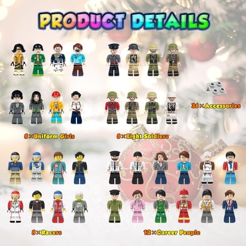 Mini Figure Toy, 36 PCS Action Figure, Minifigures Stuffer, Minifigures Building Bricks Mini People with Accessories, Boys Girls Gift for Christmas Stockings, Birthday