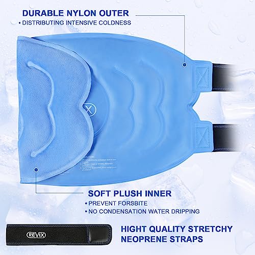 REVIX 20‘’ XXXL Knee Ice Pack Wrap Around Entire Knee After Surgery, Large Ice Pack for Knee Pain Relief, Reusable Ice Wraps for Knee for Replacement Surgery, Swelling, Sports Injuries