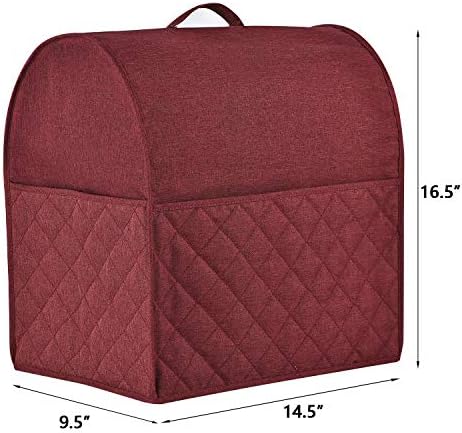 Stand Mixer Dust-proof Cover for KitchenAid Mixer，Multi Pockets for Various Kitchen Appliance Accessories，Water-resistant，Easy Cleaning (Wine red, Fit for Bowl Lift 5-8 Quart)