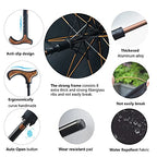 Wrzbest Stick Umbrella 2-in-1,Self Defense Cane Umbrella Man, Auto Open Long Handle, Large Detachable sturdy Walking Stick Umbrella Man Crutch Umbrella for Father's Day,elderly Men(Upgrade:black)