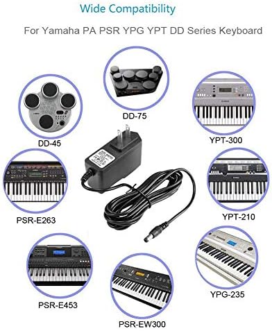 Universal 9.84 Ft Adapter for 12V Yamaha Keyboard Power Cord,AC Adapter for Yamaha PSR, YPG, YPT, DGX,EZ,P Digital Piano,Portable Keyboard Series,Replacement for Yamaha PA130 PA150 Adapter