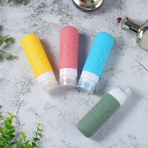 Travel Bottles for Toiletries, TSA Approved Travel Containers 3oz Leak Proof Travel Tubs Refillable Liquid Travel Accessories for Shampoo Conditioner Lotion Body Wash(Multicolored F)