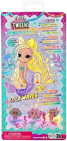 LOL Surprise Tweens Mermaid Lola Waves Fashion Doll with Color Changing Tail, Movable Fin, and Beautiful Accessories – Toy Gift for Kids Ages 4+