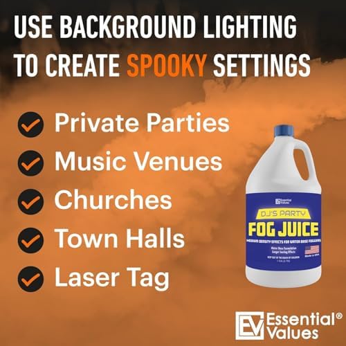 Smoke Machine Fog, Fluid for Fogging Machines – Fog Juice That Produces Long-Lasting Medium Density Smoke for Water-Based Foggers, For 400-1500 Watt Machines (4 pack)