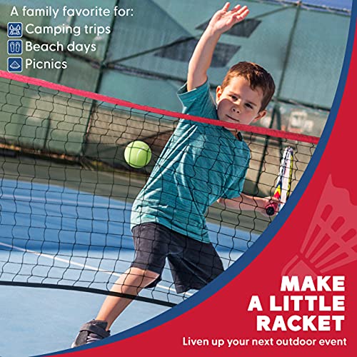 BOULDER Portable Badminton Net Set - for Tennis, Soccer Tennis, Pickleball, Kids Volleyball - Easy Setup Nylon Sports Net with Poles (Blue/Red, 10 FT)