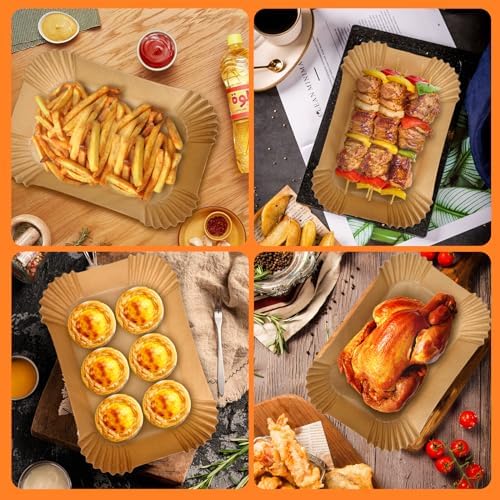 200PCS Air Fryer Liners for Ninja: Higher Non-Stick Disposable Parchment Paper Liner for Ninja DZ201/DZ401 Dual Airfryer Baking - Food Grade Ninja Air fryer Accessories (Rectangle - 8.6 x 5.5 inch)