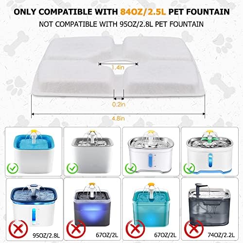 Comsmart Pet Fountain Filter Set, 3 Triple Filtration System Replacement Cat Water Fountain Filters for Square 84oz/2.5L Automatic Pet Fountain Cat Water Fountain (Pack of 12)