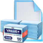 Chucks Pads Disposable [100-Pack] Underpads 17"x 24" Incontinence Chux Pads Absorbent Fluff Protective Bed Pads, Pee Pads for Babies, Kids, Adults & Elderly | Puppy Pads Large for Training Leak Proof