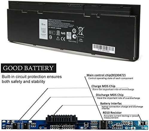 E7240 E7250 Laptop Battery Replacement for Dell E7240 E7250 Ultrabook VFV59 WD52H GVD76 9C26T Y9HNT KWFFN J31N7 HJ8KP F3G33 0KWFFN 451-BBFW 451-BBFX 3-Cell 11.1V 31 WH High Performance