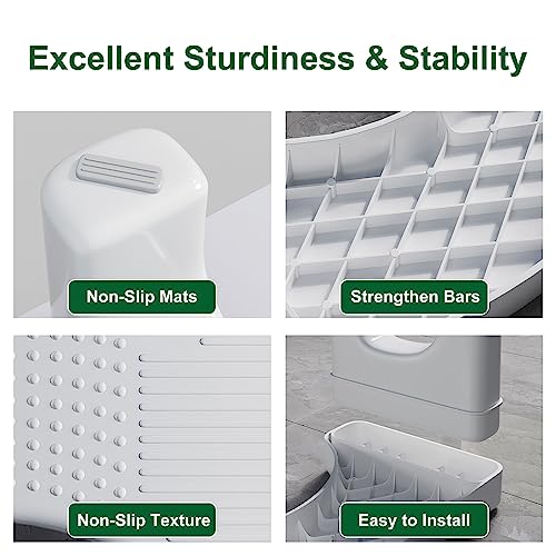 Kzeirm 2 Pack Toilet Stool Poop Stool for Adults, Portable Toilet Stool Squat Adult with Non-Slip Feet, Stable Pooping Potty Stool for Bathroom, Toilet Step Stool for Kids, White, Pack of 2