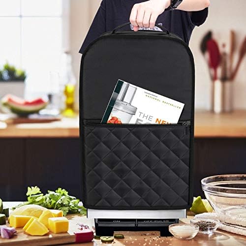 Luxja Food Processor Cover Compatible with Cuisinart and Hamilton Beach 11-14 Cup Processor, Food Processor Dust Cover with Accessories Pockets, Black