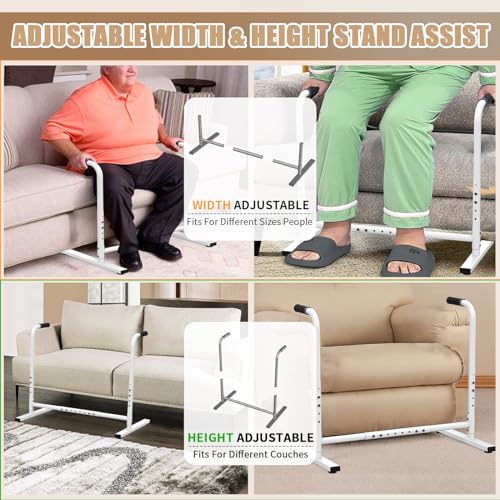 THOOUM Couch Chair Sofa Stand Assist for Seniors, Height & Width Adjustable Couch Lift Assist for Elderly Mobility Sit to Stand(300LBs Loading, Polished White)