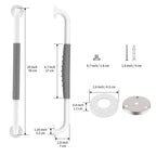20 Inch Anti Slip Shower Grab Bar, Munzong White Stainless Steel Bathroom Grab Bar w/Gray Rubber Grip, Bathroom Balance Bar,Safety Handrail Support,Handicap Elderly Senior Assist Bath Handle